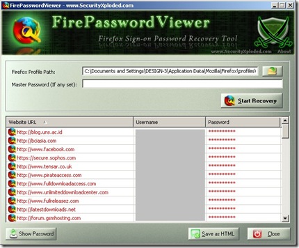 FirePassword Viewer - Hacking Password in Firefox