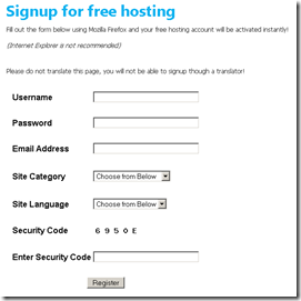 Free hosting - step 2