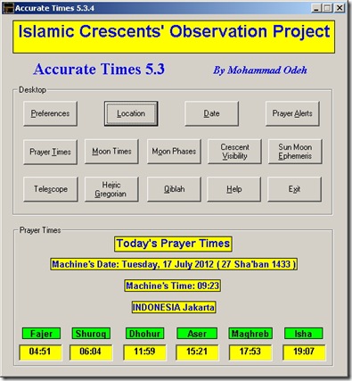 Penentuan 1 Ramadhan 1433 H dg Accurate Time