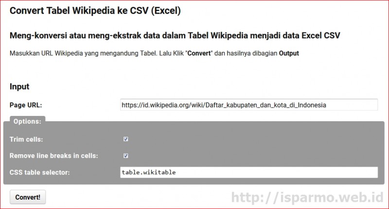 Convert wikipedia tabel to CSV Excel